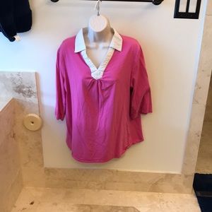 Pink just my size pull over shirt with three-quarter length sleeves size 16W.